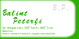 balint peterfi business card